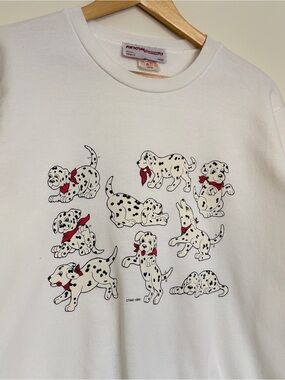 Vintage 1995 Artcom Dalmatian Puppies Dog Graphic Crewneck Sweatshirt Medium